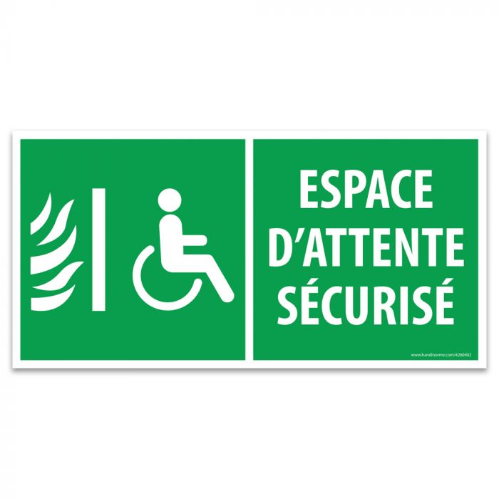 Panneau d'évacuation - Espace d'attente sécurisé pour handicapés