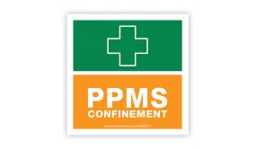 Autocollant carré PPMS Confinement - Vert et orange - Vinyle adhésif