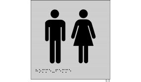 Plaques en relief et braille toilettes Hommes et Femmes Dimensions:150 x 150 mm (carré) - 