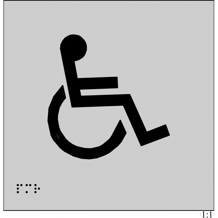 Plaques en relief et braille toilettes Handicapés GRIS