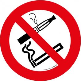 Pictogramme d'Interdiction "Interdiction de fumer et vapoter" - Vinyle - ø100 mm