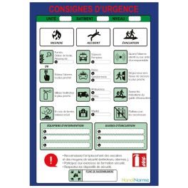 Poster Plastifié - Consignes D'urgence - Format A3