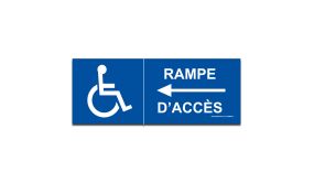 Signalisation - Rampe d'accès flèche à gauche + picto handicapé 