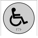 Plaques en relief et braille toilettes Handicapés ROND GRIS