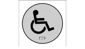 Plaques en relief et braille toilettes Handicapés Dimensions:Ø 100 mm - 