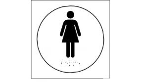 Plaques en relief et braille toilettes Femmes Dimensions:Ø 100 mm - 