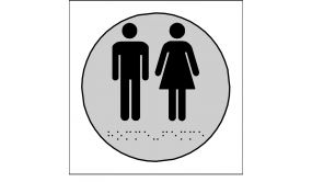 Plaques en relief et braille toilettes Hommes et Femmes Dimensions:Ø 100 mm - 