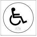 Plaques en relief et braille toilettes Handicapés ROND BLANC