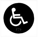 Plaques en relief et braille toilettes Handicapés ROND NOIR
