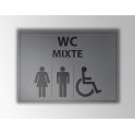 Plaque gravée Mixte WC + personnes Handicapées
