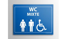 Plaque gravée Mixte WC + personnes Handicapées 