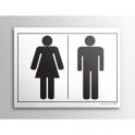 Plaque gravée picto - homme/femme - 10 x 14 cm BLANC