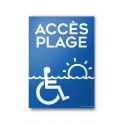 Panneau "Accès Plage"+picto Handicapé - 5 visuels au choix