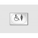 Panneau picto Handicapé + FEMME - relief et braille