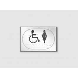 Panneau picto Handicapé + FEMME - relief et braille