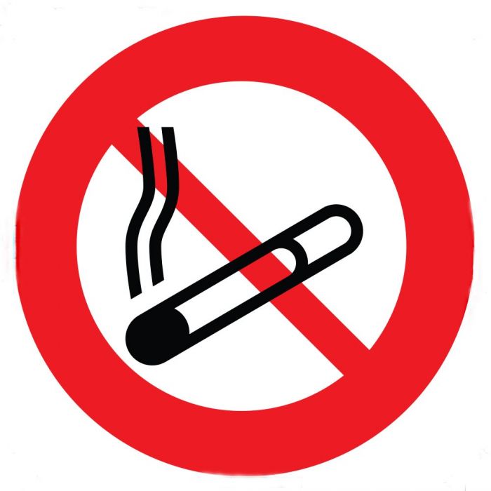 panneau d'interdiction rond avec symbole interdit de fumer