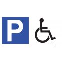 Panneau de parking en aluminium P + symbole PMR