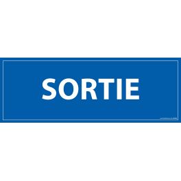 Signalisation information - SORTIE - fond bleu 210 x 75 mm