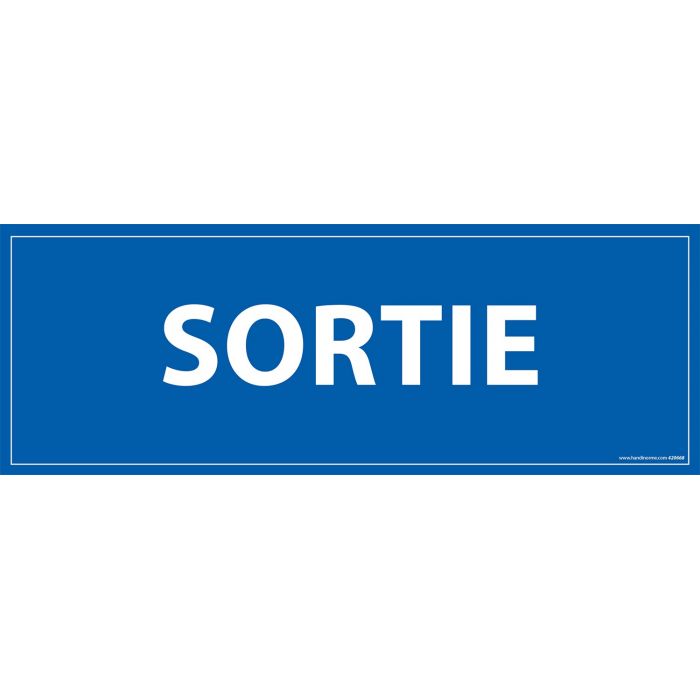 Signalisation information - SORTIE - fond bleu 210 x 75 mm
