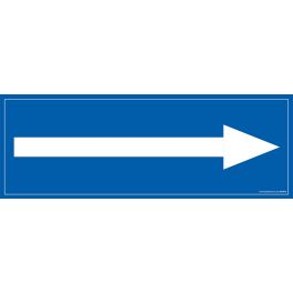 Signalisation information - flèche vers la droite - fond bleu 210 x 75 mm