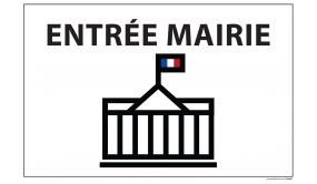 Signalétique Information - Entree Mairie+ Symbole - Fond Blanc 300 X 200 Mm