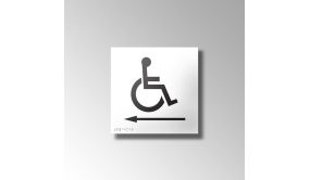 Panneau signalétique relief et braille picto Handicapé Fléche gauche 