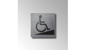 Panneau signalétique relief et braille Accès rampe + picto Handicapé