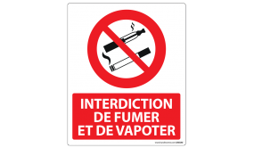 Panneau Interdiction de Fumer et Vapoter