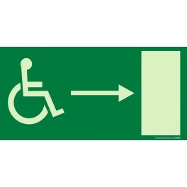 Signalisation - Sortie de secours - droite + picto Handicapé Photo-luminescent