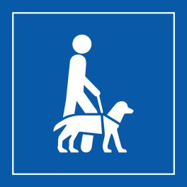 Pictogramme PI PF 046 "Accessibilité, chien de guide ou d'assistance" en Gravoply ISO 7001