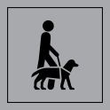 Pictogramme PI PF 046 "Accessibilité, chien de guide ou d'assistance" en Gravoply ISO 7001