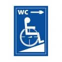 Panneau braille WC picto Handicapé + flèche droite