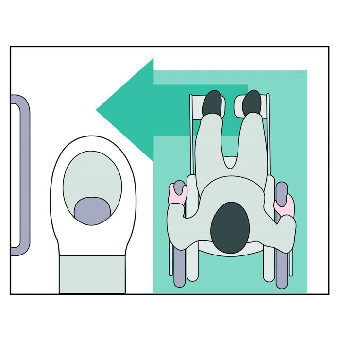Panneau signalétique indiquant des toilettes PMR avec nouveau pictogramme