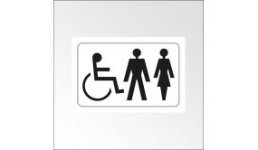 Panneau Picto Handicapé + HOMME + FEMME - relief et en braille 