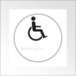 Panneau picto Handicapé - relief et braille