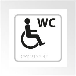Panneau WC relief et braille + picto Handicapé