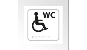 Panneau WC relief et braille + picto Handicapé 