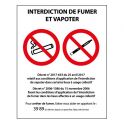 Panneau Interdiction de fumer et vapoter - PVC ou autocollant