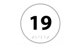 Panneau Porte - Numero 19 - Relief Et Braille