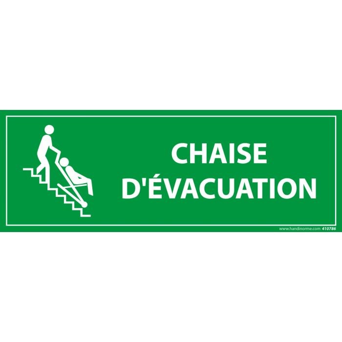 Panneau rectangulaire d'information "Chaise d'évacuation"