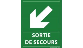 Panneau - Sortie De Secours - Flèche Bas À Gauche - 300 X 250 Mm