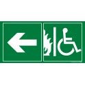Panneau évacuation pour handicapé Sortie de secours gauche
