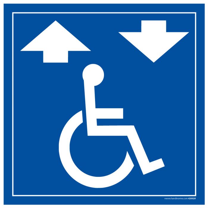 Panneau signalétique " Monte escalier pour fauteuil roulant"