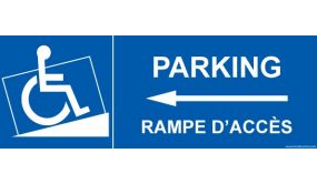 Signalisation handicapé - Parking, rampe accès - Flèche gauche 