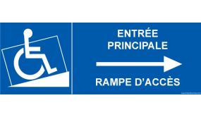 Panneau Accès - Flèche Droite - Logo Pmr Symbole Handicap