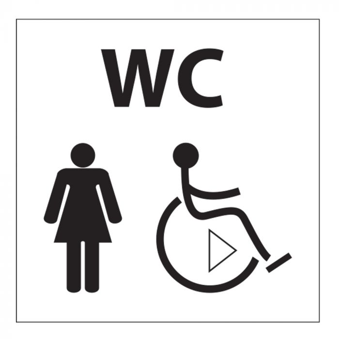 Plaque de porte WC Handicapé Toilettes Diamètre 83 mm Adhésif Autocollant Sticker aspect Aluminium Brossé 