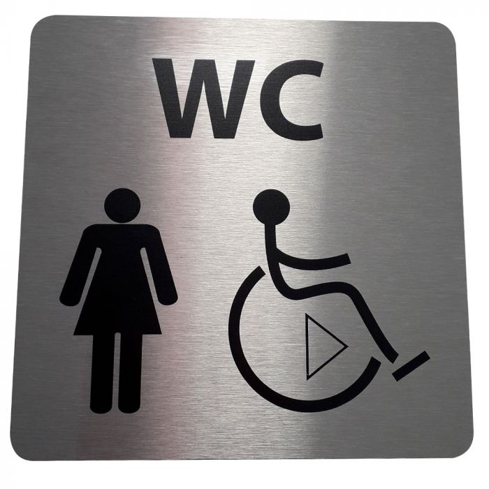 Diamètre 76 mm Adhésif aspect aluminium brossé Plaque de porte toilettes handicapés Plaque murale avec signalétique WC Plaque Aluminium avec couleur 