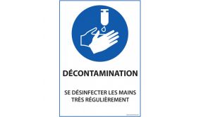 Panneau "se Désinfecter Les Mains Très Régulièrement" - Vinyle Ou Pvc - A5 / A4