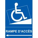 Panneau handicapé "Rampe Accès" Flèche gauche