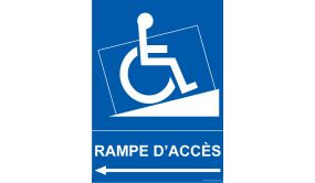 Panneau handicapé - Rampe Accès - Flèche gauche 